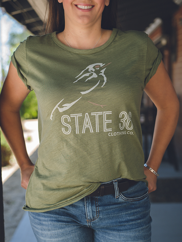 Women's Distressed Tee - Blue Bird