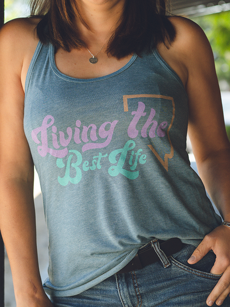 Women's Flowy Racerback Tank - Living The Best Life