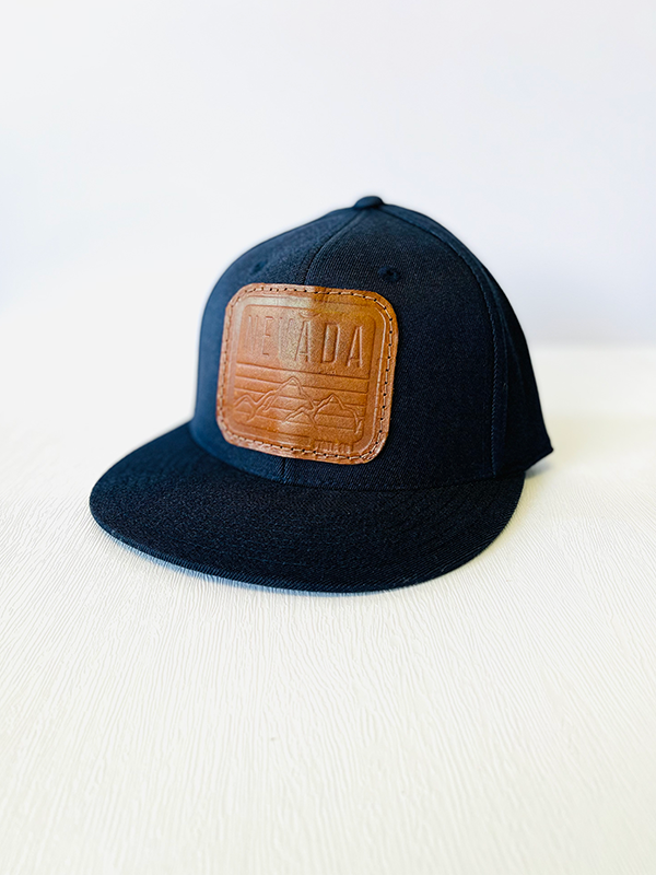 Navy Flexfit 6 Panel Hat - Mountain Leather Patch - State 36 Clothing