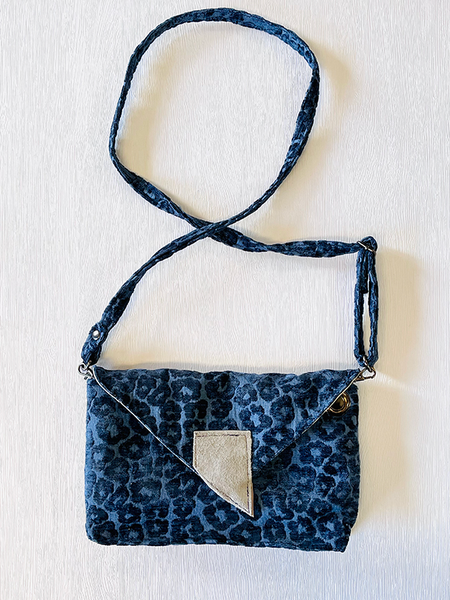 Navy Leopard Clutch