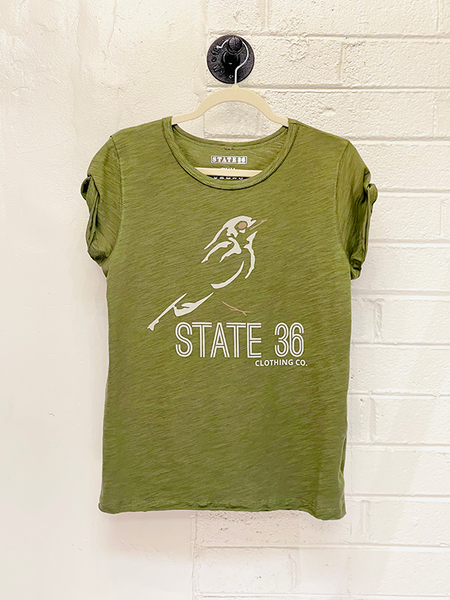 Women's Distressed Tee - Blue Bird