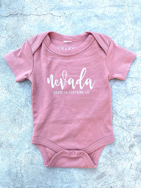 Baby Short Sleeve Onesie - Cursive Nevada