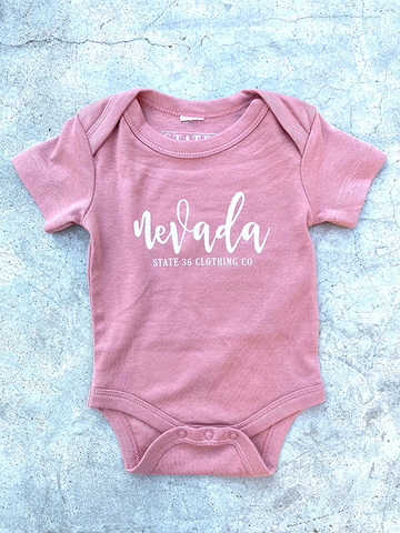 Baby Short Sleeve Onesie - Cursive Nevada