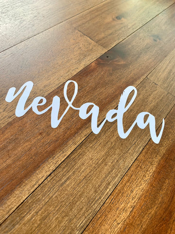 Cursive Nevada Decal - White
