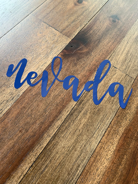 Cursive Nevada Decal - Blue