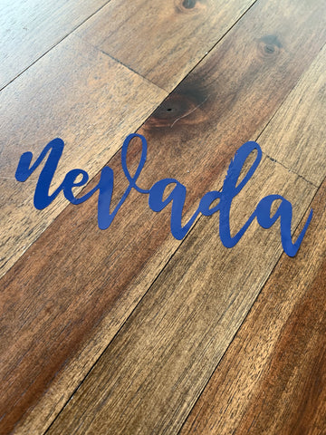 Cursive Nevada Decal - Blue