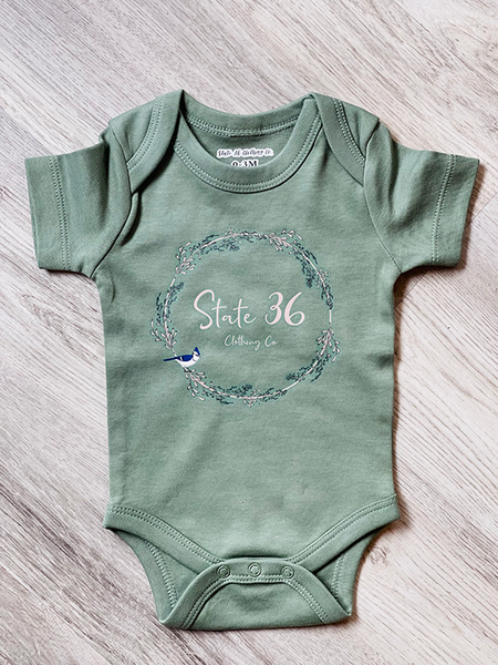 Baby Short Sleeve Onesie - Blue Bird & Sage